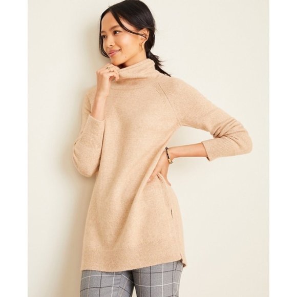 Ann Taylor | Sweaters | Ann Taylor Turtleneck Tunic Sweater Camel Top |  Poshmark